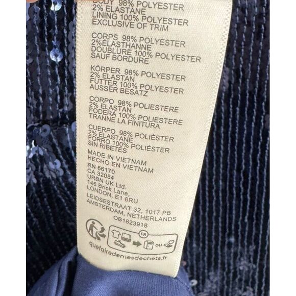 Free People Women's Navy Sophie Sequin A-Line Style‎ Mini Dress Size Small FLAW - Picture 7 of 10